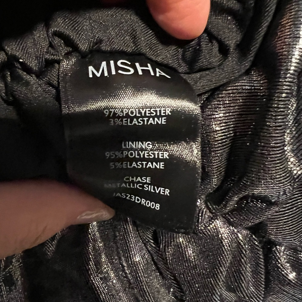 Misha Metallic Silver Asymmetrical Dress - Picture 13 of 13